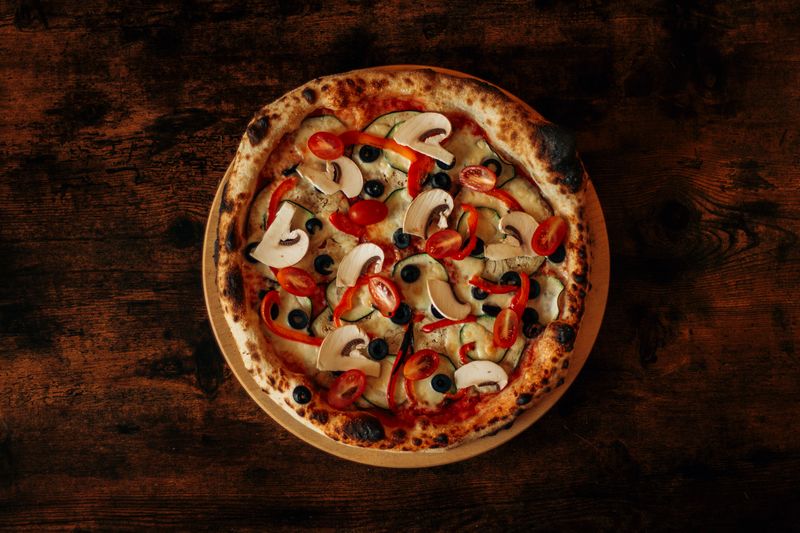 Vegetarian Supreme pizza loaded with fresh vegetables